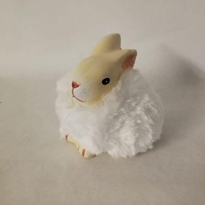 Keramikfigur Hase mit Fell - 7,5cm